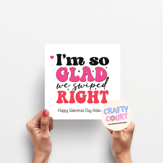 Personalised Valentine's Day Card; Swiped Right