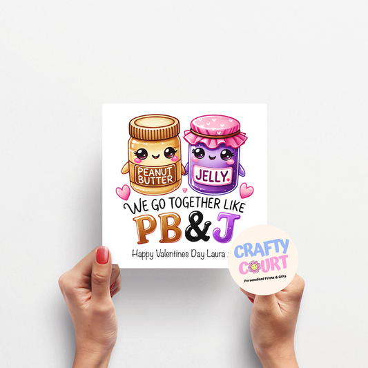 Personalised Valentine's Day Card; Peanut butter & jelly