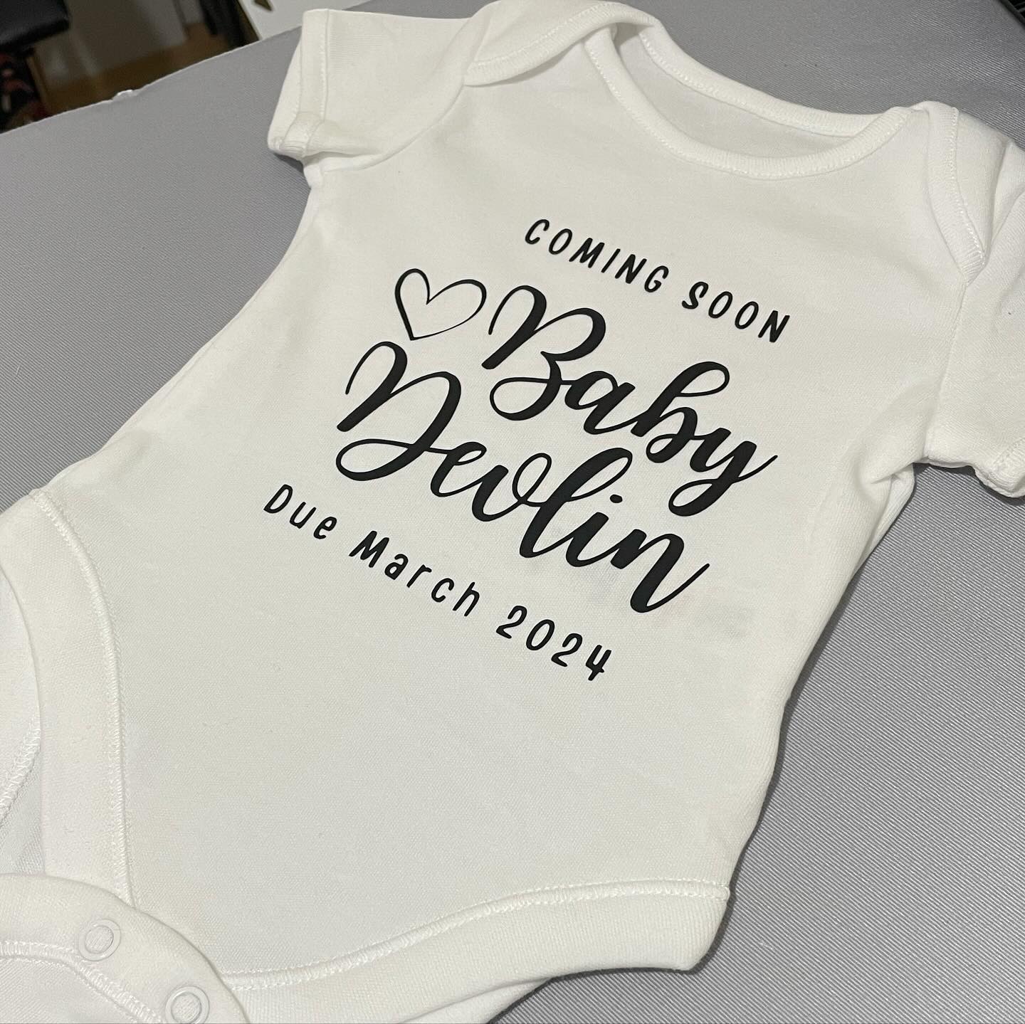 Personalised Coming Soon Baby Vest