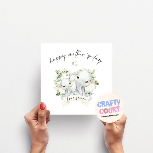 Personalised Mother's Day Card: Elephants