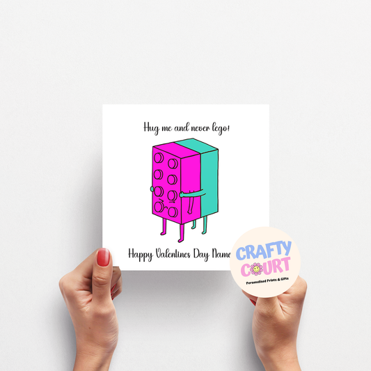 Personalised Valentine's Day Card; Lego