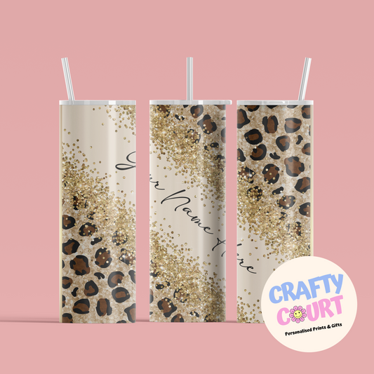 Personalised 20oz Steel Leopard Print Tumbler