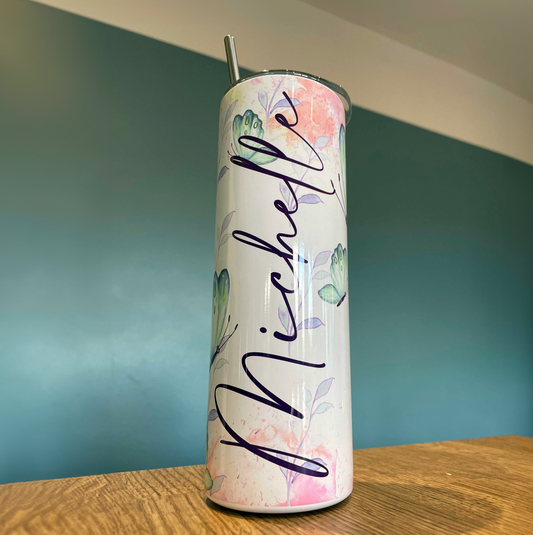 Personalised 20oz Steel Butterflies Tumbler