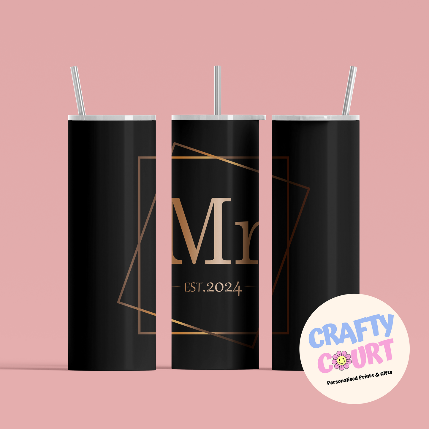 20oz Steel Tumbler Set: Mr & Mrs 2025