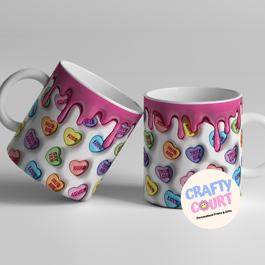 3D Dripping Love Hearts Mug - Pink