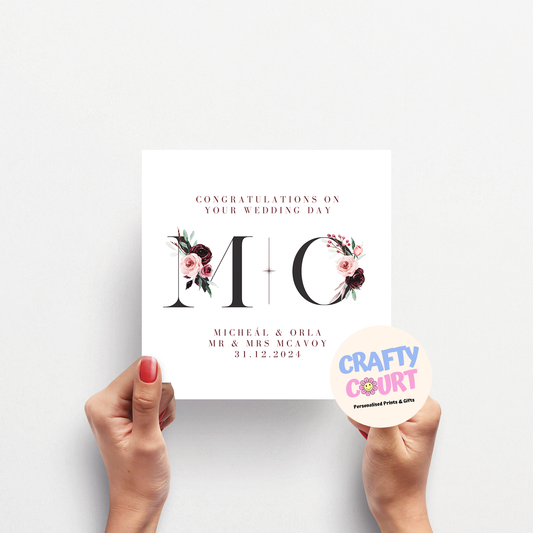 Personalised Wedding Card: Floral Letter